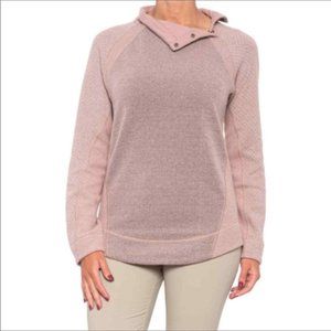 PrAna Women’s Snap Turtle Neck Wool Blend‎ Sweater Sz Small Pink Gray Brandie